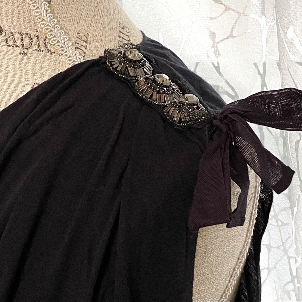 3.1 Phillip Lim black asymmetrical jewel gathered t-shirt sleeveless tank dress - Picture 2 of 10